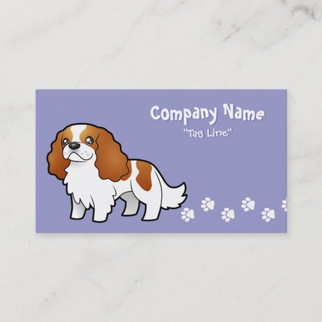 Cartoon Cavalier King Charles Spaniel Business Card (Front)