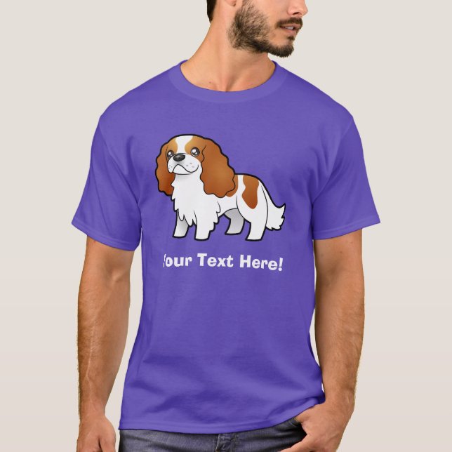 Cartoon Cavalier King Charles Spaniel T-Shirt (Front)