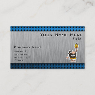 Cartoon Caveman; Metal-look Business Card