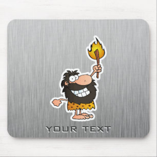 Cartoon Caveman; Metal-look Mouse Pad