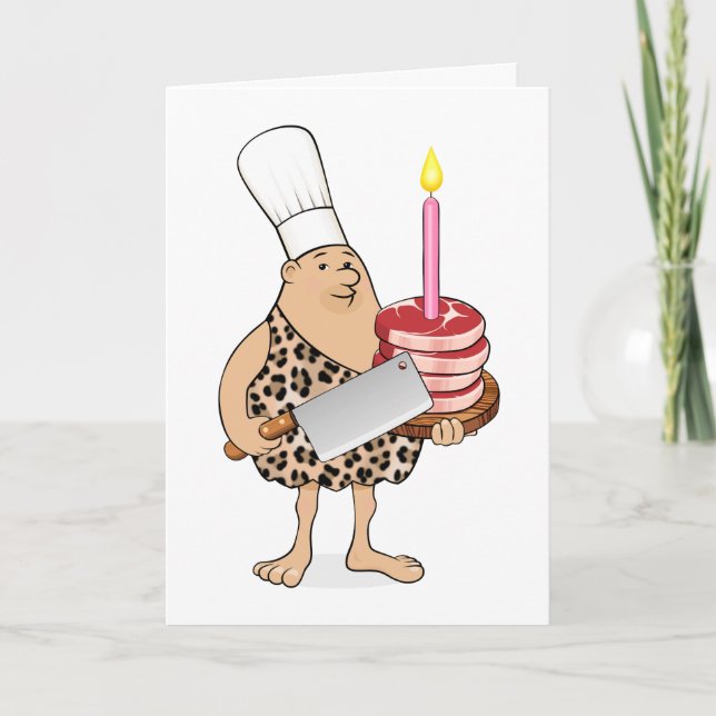 Cartoon Caveman Paleo Chef – Funny Birthday Card (Front)