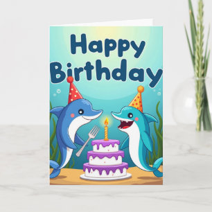 Cartoon Cetacean Party Card