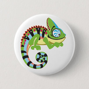 cartoon chameleon 6 cm round badge