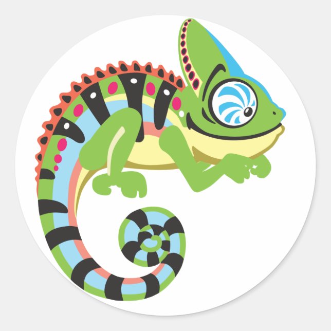 cartoon chameleon classic round sticker (Front)