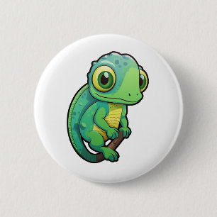 Cartoon chameleon illustration 6 cm round badge