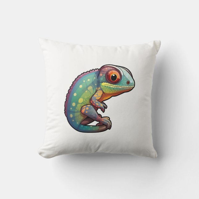 Cartoon chameleon illustration cushion (Front)