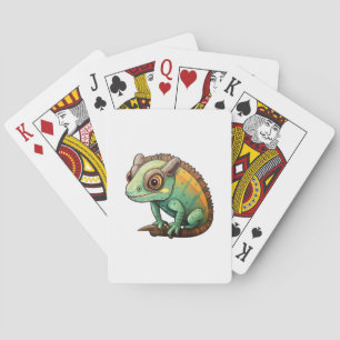 Cartoon chameleon illustration playing cards