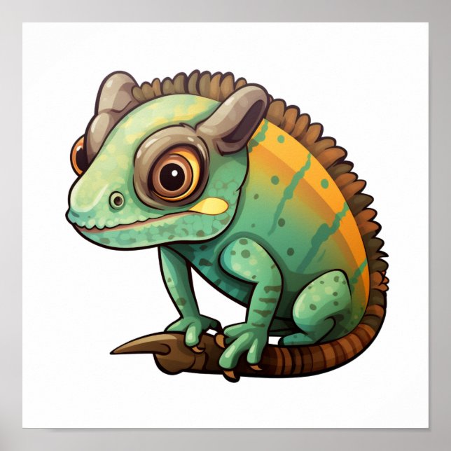 Cartoon chameleon illustration poster (Front)