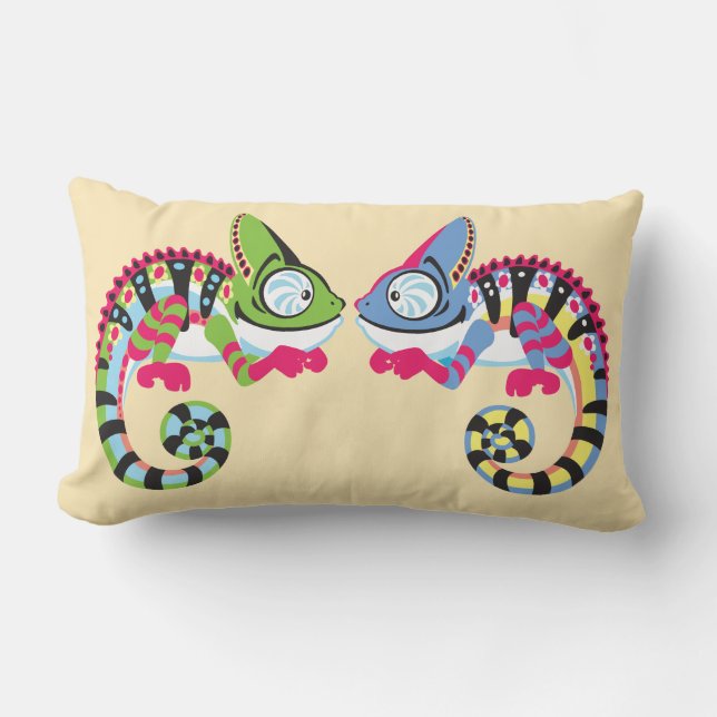 cartoon chameleon lumbar cushion (Front)