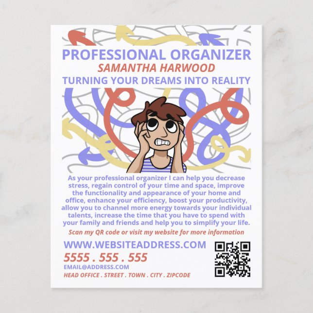 Cartoon Chaos Design, Professional Organizer Flyer (Front)
