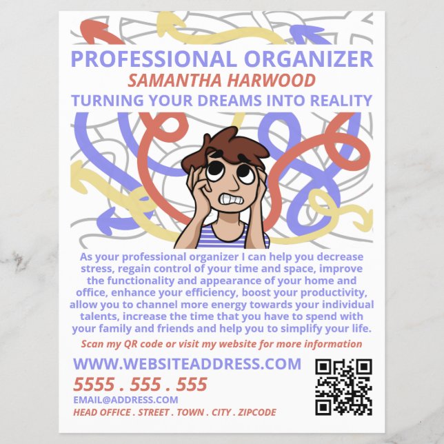 Cartoon Chaos Design, Professional Organizer Flyer (Front)