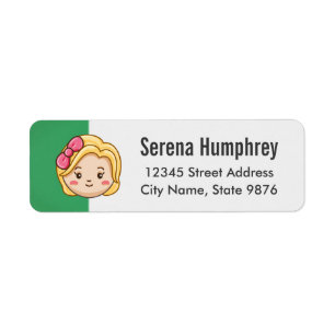 Cartoon Character Blonde Girl on Emerald Green