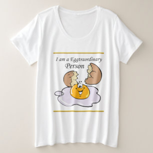 cartoon character fried egg with big smile plus size T-Shirt