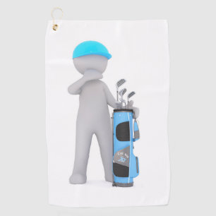 Cartoon character holding a Golf Bag Design Towel