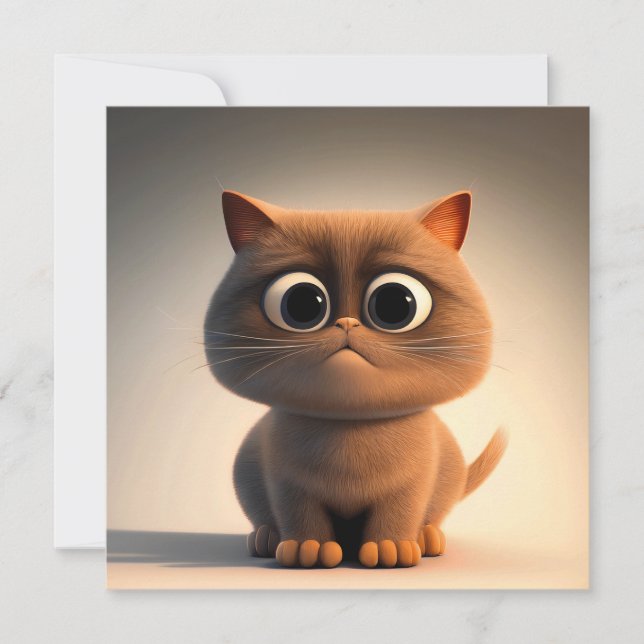 cartoon character illustration of a cute cat card (Front)