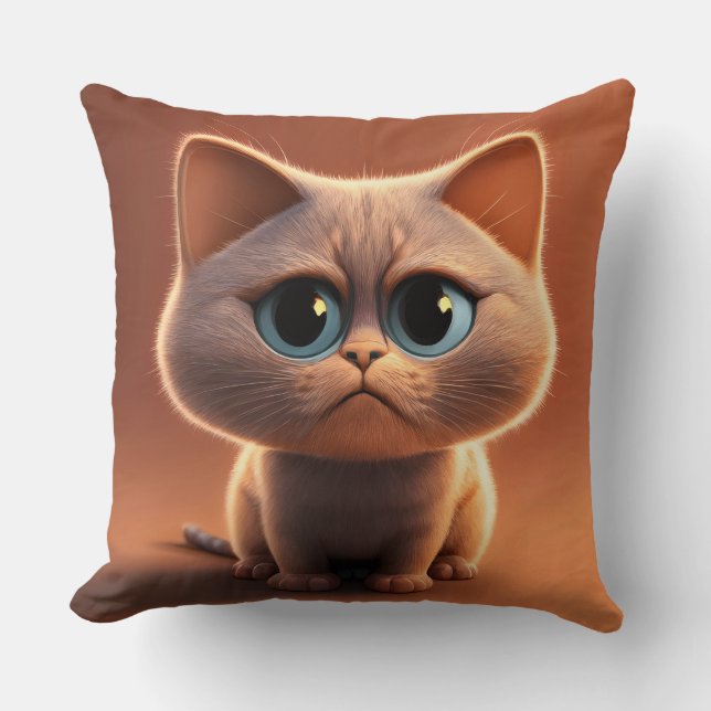 cartoon character illustration of a cute cat cushion (Front)
