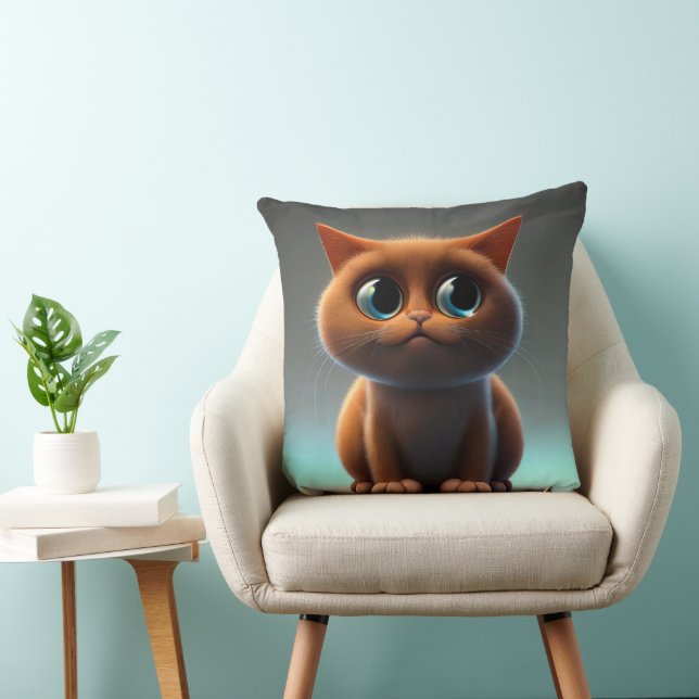 cartoon character illustration of a cute cat cushion (Chair)