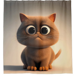 cartoon character illustration of a cute cat shower curtain