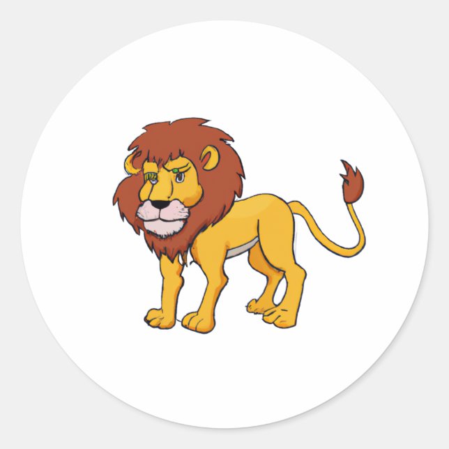 Cartoon Character Lion Classic Round Sticker (Front)