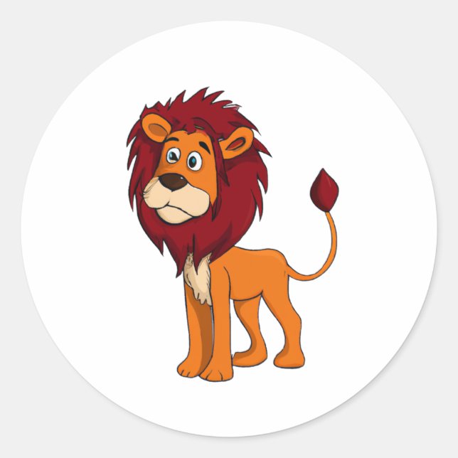 Cartoon Character Lion Classic Round Sticker (Front)