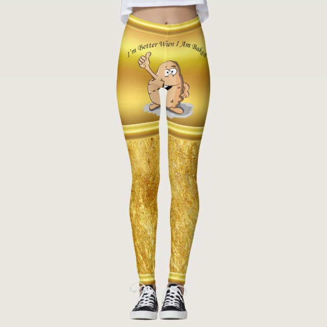 cartoon character potato with big eyes 2 leggings (Front)
