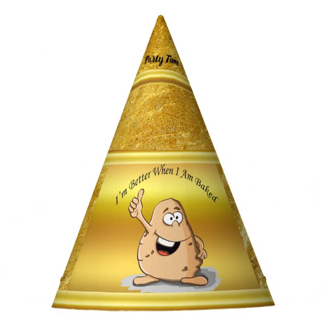 cartoon character potato with big eyes 2 party hat (Front)