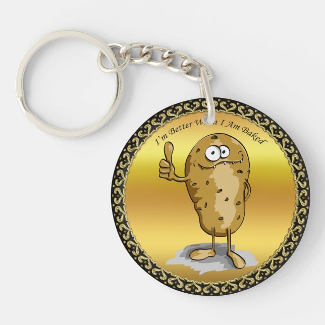 cartoon character potato with big eyes 3 key ring (Front)