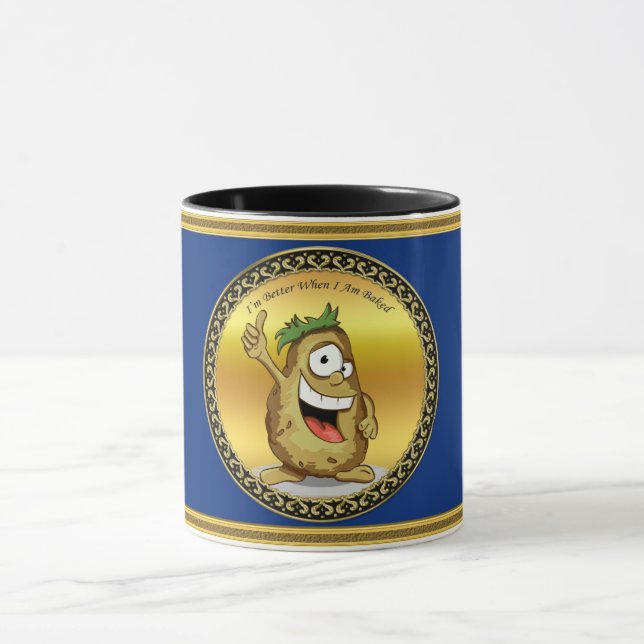 Cartoon character potato with green hair mug (Center)