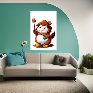Cartoon character with a Hat and flower    AI Art Poster