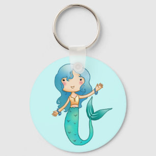 Cartoon Cheerful Mermaid Key Ring