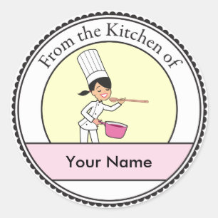 Cartoon Chef Girl Classic Round Sticker