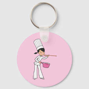 Cartoon Chef Girl Key Ring