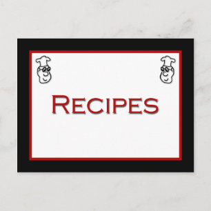 Cartoon Chef Red Black White Recipe Card