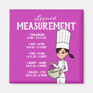 Cartoon Chef with Liquids Measurement Chart Magnet