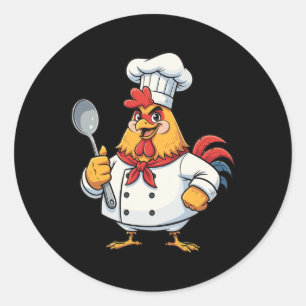 Cartoon Chicken Cook Rooster Chef Kitchen Classic Round Sticker