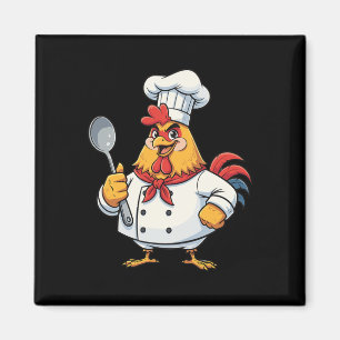 Cartoon Chicken Cook Rooster Chef Kitchen Magnet