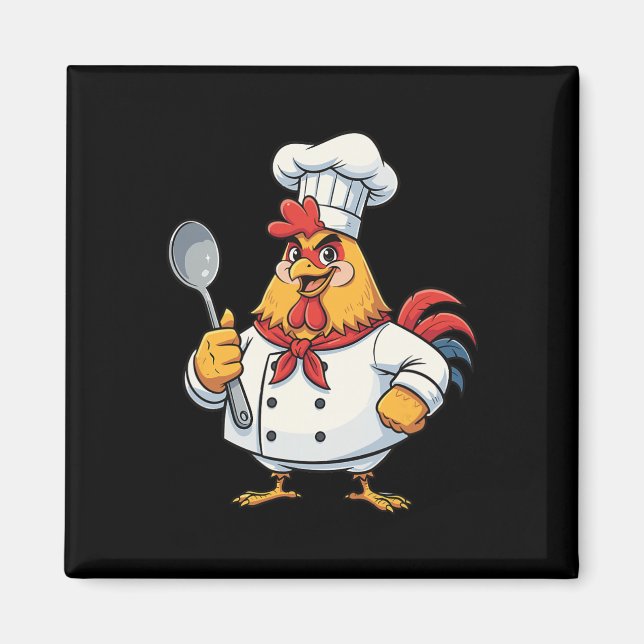 Cartoon Chicken Cook Rooster Chef Kitchen  Magnet (Front)