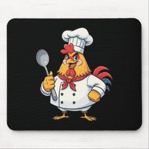 Cartoon Chicken Cook Rooster Chef Kitchen Mouse Pad