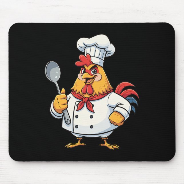 Cartoon Chicken Cook Rooster Chef Kitchen  Mouse Pad (Front)