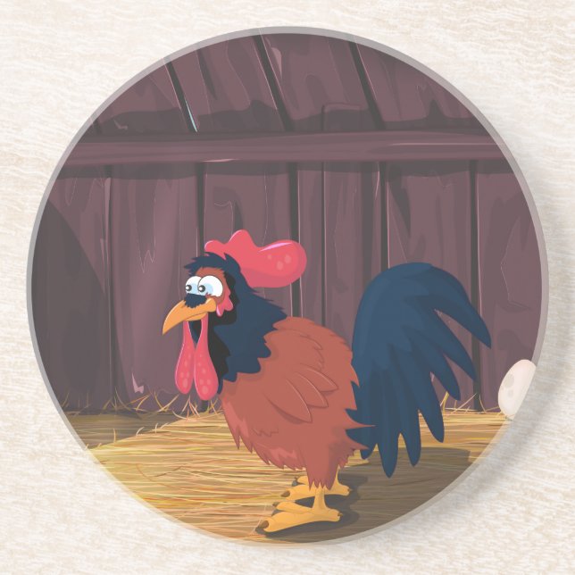 Cartoon Chicken Hen House Coaster (Front)
