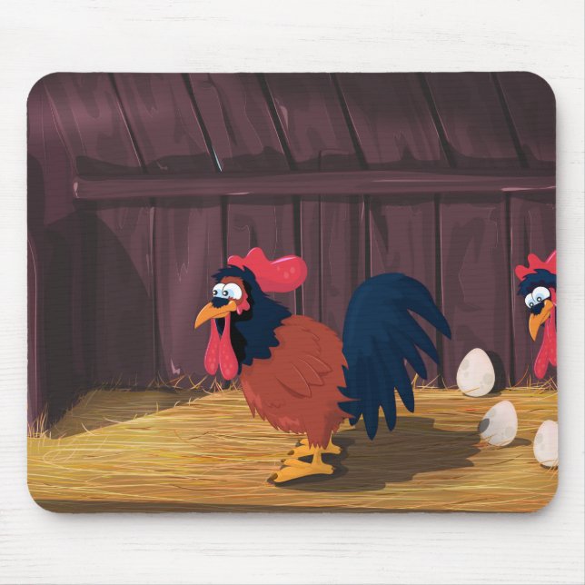 Cartoon Chicken Hen House Mouse Pad (Front)