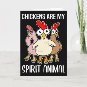 Cartoon Chicken Holder Chickens Spirit Animal Card