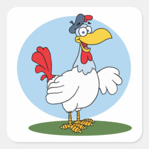 Cartoon Chicken Square Sticker