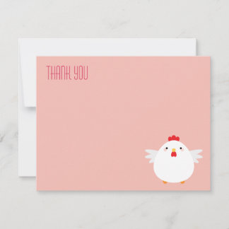Cartoon Chicken (white) | Flat Thank You Note Card