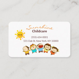 Cartoon Children Daycare Childcare Business Card