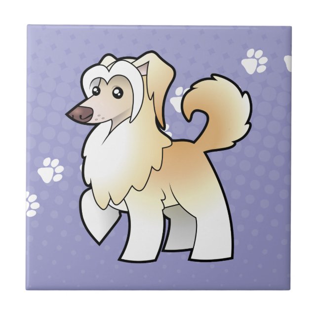 Cartoon Chinese Crested (powderpuff) Tile (Front)