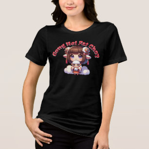 Cartoon Chinese New Year Sheep and Girl Tri-Blend Shirt