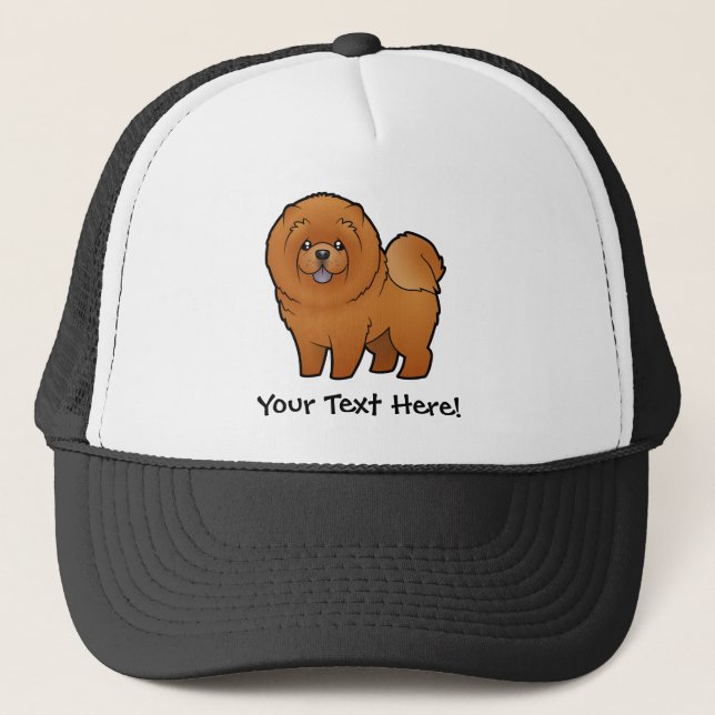 Cartoon Chow Chow Trucker Hat (Front)