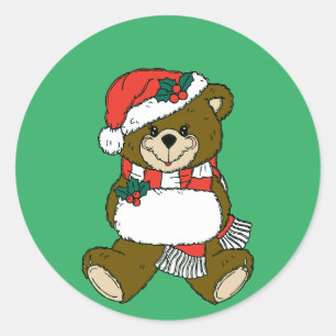 Cartoon Christmas Animal Teddy Bear Art Classic Round Sticker