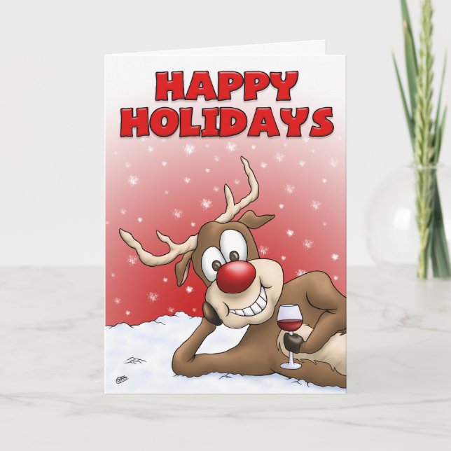 Cartoon Christmas Cards: Happy Holiday Deer Card (Front)